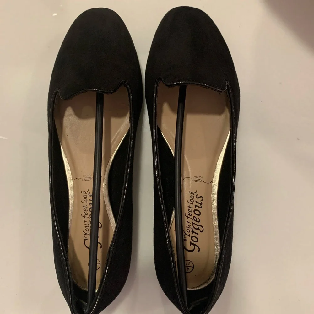 NWT New Look Suede-Look Smoking Slipper Loafers Flats - Women’s 6.5 / 37, Black